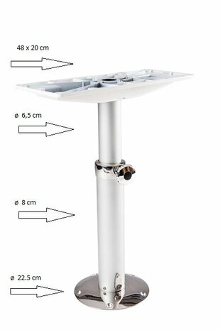 ARC Marine Telescopische tafelpoot 47,5-72 cm