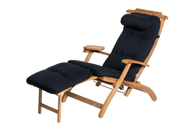 Deluxe kussens voor teak ligstoel navy bootstoelen